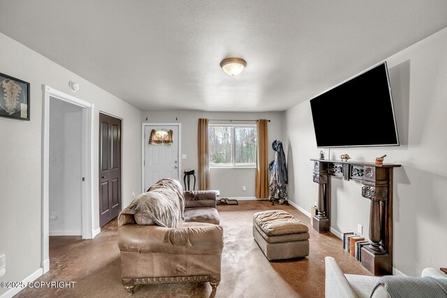 living area with baseboards