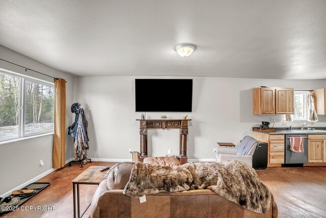 bedroom featuring baseboards and a sink