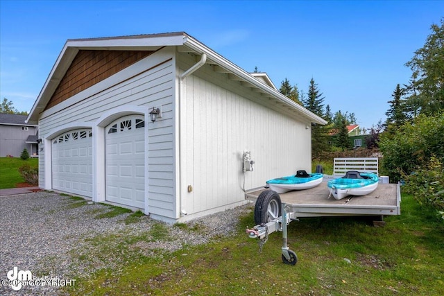 view of detached garage
