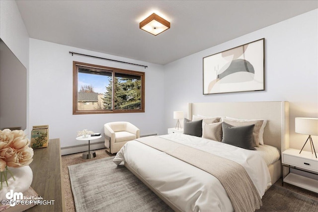 4241 Folker St # D202, Anchorage, AK 99508 - bedroom featuring dark carpet and baseboard heating