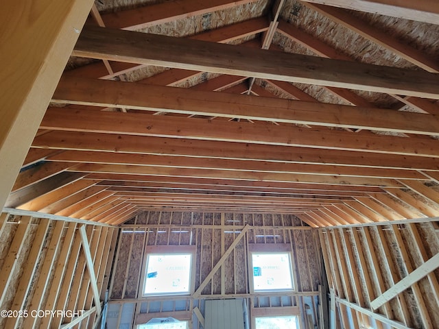 view of unfinished attic