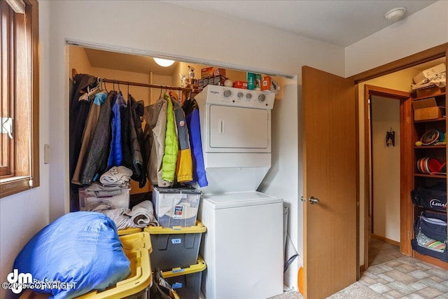 337 Alta Dr, Girdwood, AK 99587 - laundry area with stacked washer / drying machine and laundry area