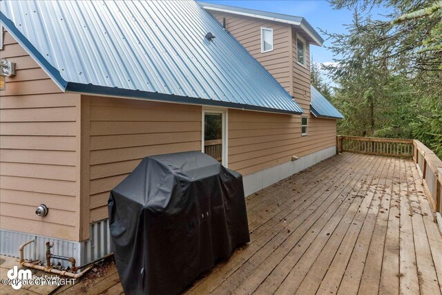 337 Alta Dr, Girdwood, AK 99587 - wooden terrace with grilling area