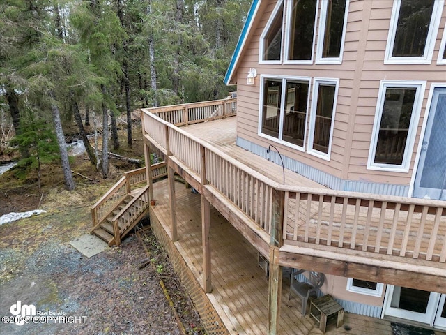 337 Alta Dr, Girdwood, AK 99587 - wooden deck with stairway