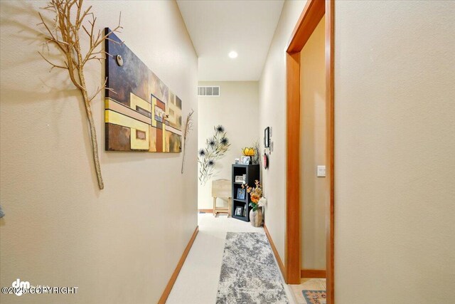 8115 N Highlander, Wasilla, AK 99654 - hall with carpet floors, baseboards, and recessed lighting