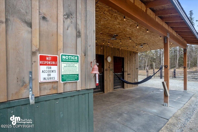 exterior space featuring an exterior structure