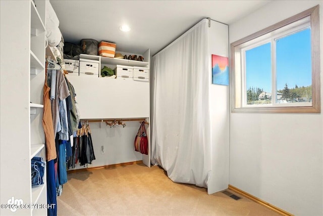 spacious closet with carpet floors