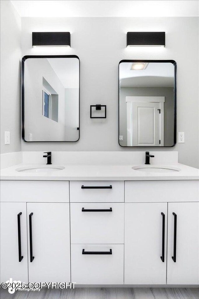 bathroom with double vanity