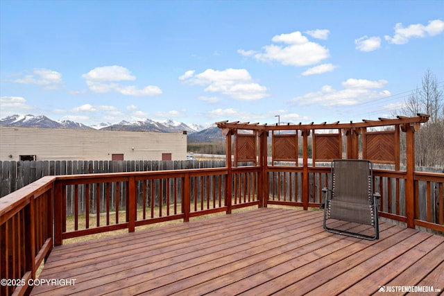 6801 E Tudor Rd, Anchorage, AK 99507 - deck featuring a fenced backyard and a mountain view
