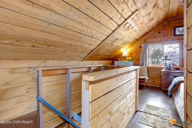 13706 E First St, Talkeetna, AK 99676 - additional living space with wooden ceiling, lofted ceiling, and wooden walls