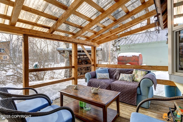 13706 E First St, Talkeetna, AK 99676 - sunroom featuring lofted ceiling
