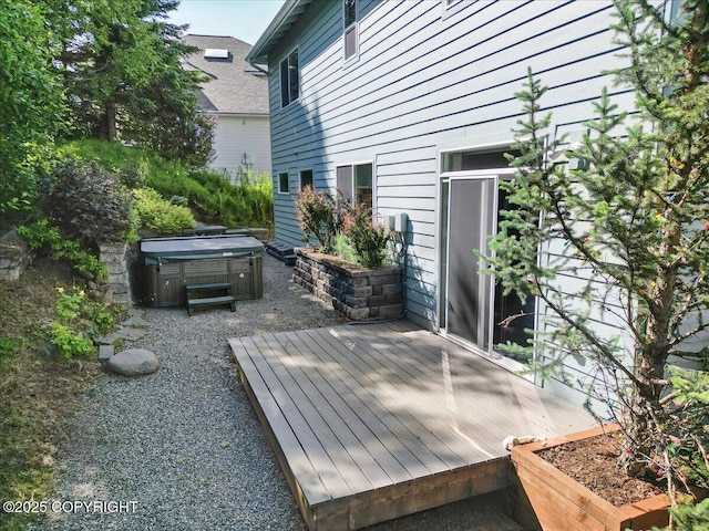 18627 Mountain Plover Cir, Anchorage, AK 99516 - wooden deck with a hot tub