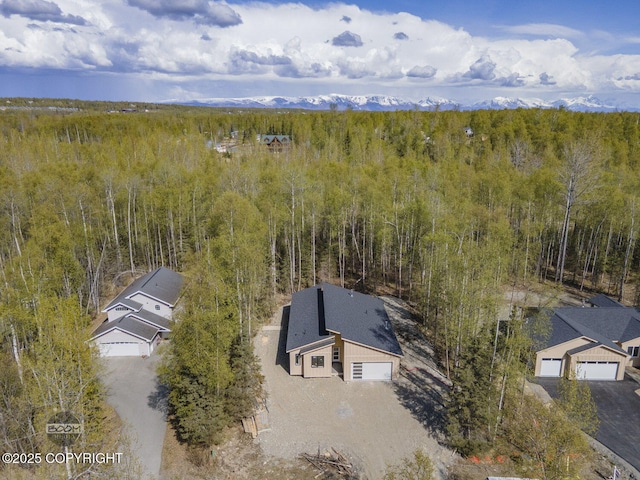 view of subject property featuring a forest