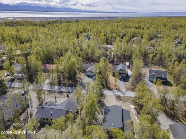 view of property location with a forest
