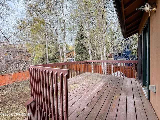 wooden deck featuring fence