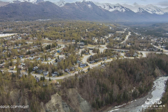 aerial view featuring a mountain view