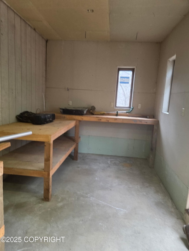 basement featuring a workshop area