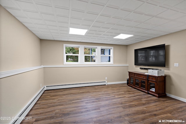 3520 Glenn-Don Cir, Anchorage, AK 99504 - unfurnished living room with a baseboard heating unit and wood finished floors