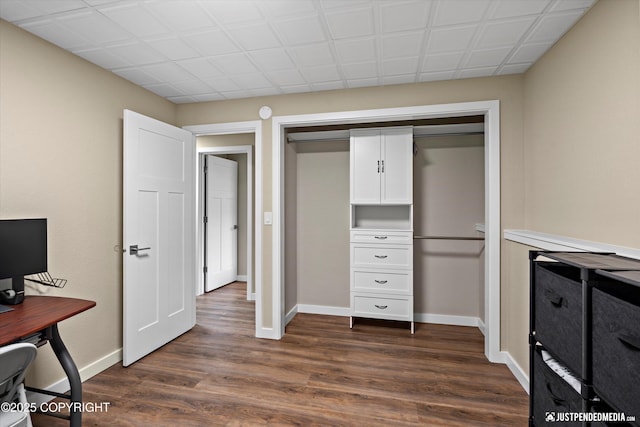 3520 Glenn-Don Cir, Anchorage, AK 99504 - bedroom with dark wood finished floors, a closet, and an office area