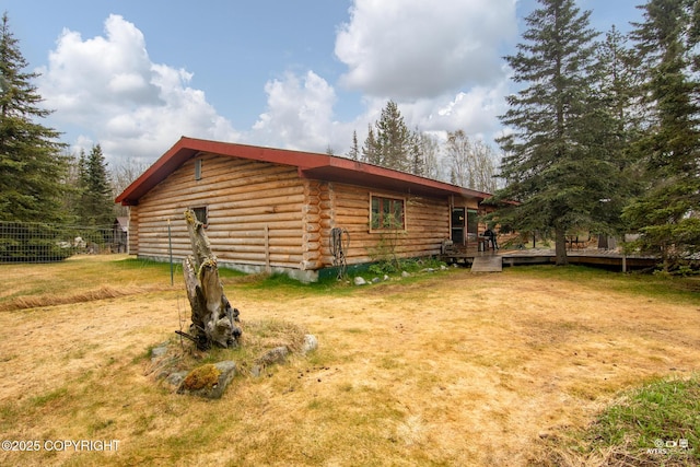 265 Ames Rd, Kenai, AK 99611 - view of side of property featuring log exterior and a wooden deck