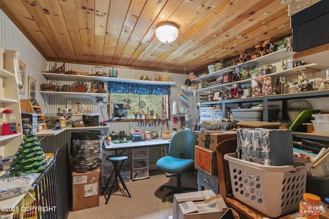 265 Ames Rd, Kenai, AK 99611 - carpeted home office featuring wood ceiling