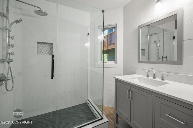 2563 La Honda Dr, Anchorage, AK 99517 - bathroom with a shower stall and vanity