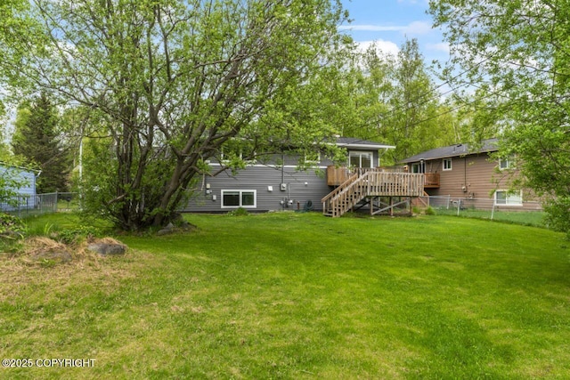 3921 Patricia Ln, Anchorage, AK 99504 - view of yard with stairs and a wooden deck