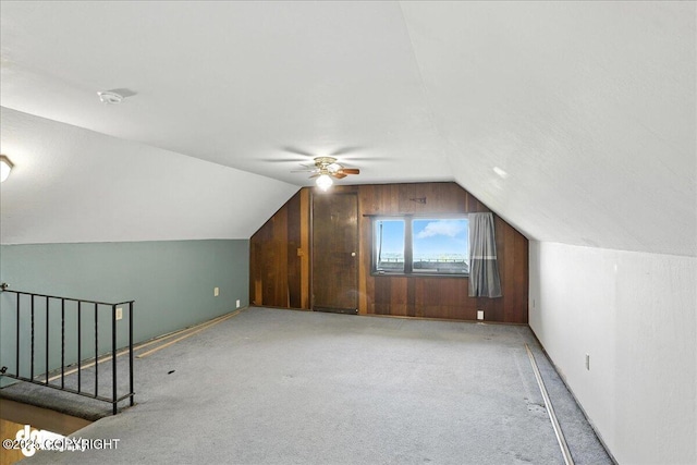 22032 Spring Creek Ln, Chugiak, AK 99567 - bonus room with lofted ceiling, carpet floors, and a ceiling fan