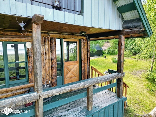 22032 Spring Creek Ln, Chugiak, AK 99567 - wooden terrace with a yard