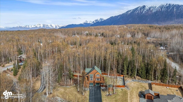 view of mountain feature with a view of trees