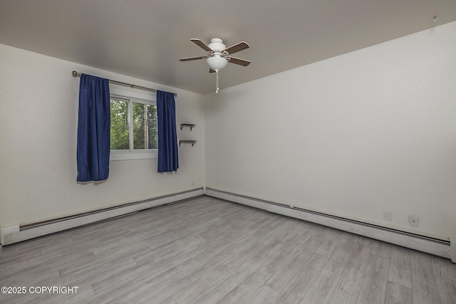 8516 Boundary Ave # E3, Anchorage, AK 99504 - unfurnished room featuring ceiling fan, wood finished floors, and a baseboard heating unit