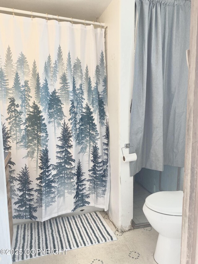 282 Main St, Girdwood, AK 99587 - full bathroom with toilet and a shower with shower curtain