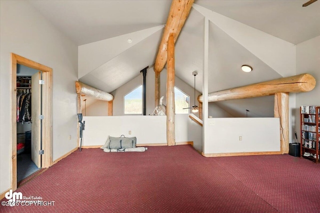 bonus room featuring carpet flooring and baseboards