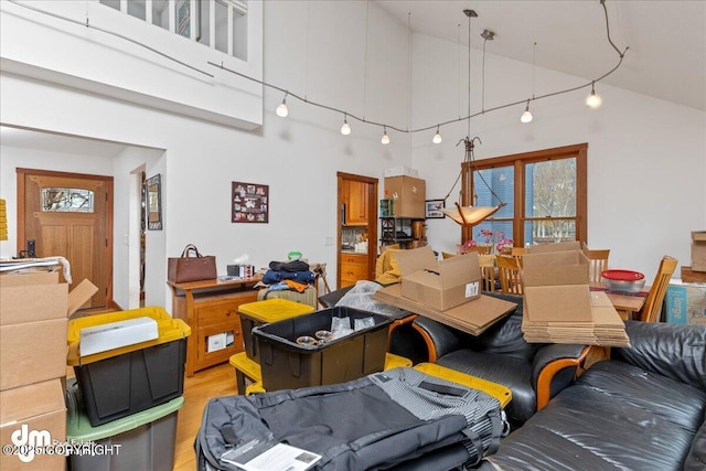 10613 Washington Cir, Anchorage, AK 99515 - living area featuring high vaulted ceiling and light wood finished floors