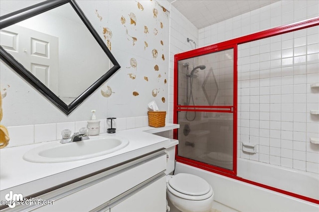 10613 Washington Cir, Anchorage, AK 99515 - full bath featuring vanity, shower / tub combination, toilet, and wallpapered walls