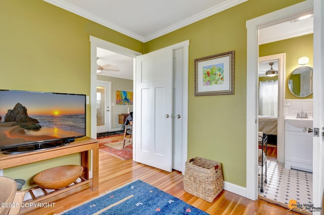 1008 Cordova St, Anchorage, AK 99501 - corridor with wood finished floors, ornamental molding, and baseboards