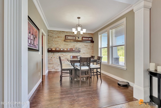 10588 E Nighthawk Cir, Palmer, AK 99645 - dining room featuring ornamental molding, baseboards, a chandelier, and dark wood-style floors