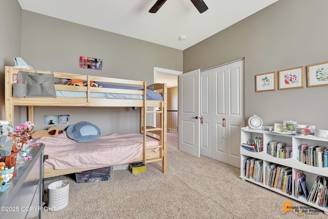 10588 E Nighthawk Cir, Palmer, AK 99645 - carpeted bedroom with a closet and ceiling fan