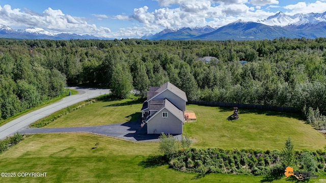 10588 E Nighthawk Cir, Palmer, AK 99645 - view from above of property with a heavily wooded area and mountains