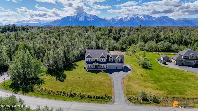 10588 E Nighthawk Cir, Palmer, AK 99645 - view from above of property with a heavily wooded area and mountains