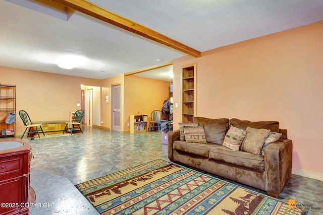 11721 Wranglers Way, Anchorage, AK 99516 - living room with beamed ceiling and baseboards