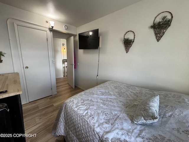 bedroom featuring wood finished floors