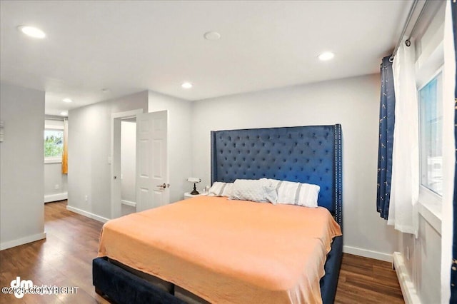 1831 S Salem Dr, Anchorage, AK 99508 - bedroom with wood finished floors, baseboards, and recessed lighting