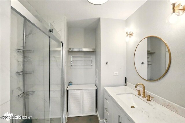 1831 S Salem Dr, Anchorage, AK 99508 - full bathroom with vanity and a marble finish shower