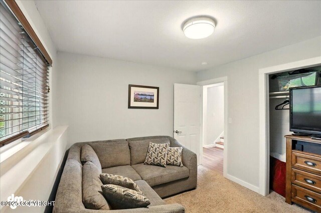 1831 S Salem Dr, Anchorage, AK 99508 - living room featuring light colored carpet and baseboards