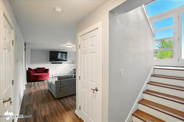 1831 S Salem Dr, Anchorage, AK 99508 - stairway with wood finished floors