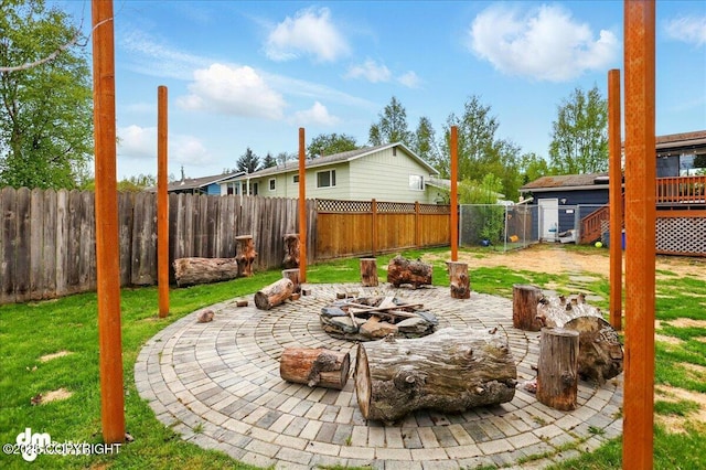 1831 S Salem Dr, Anchorage, AK 99508 - view of patio with a fire pit