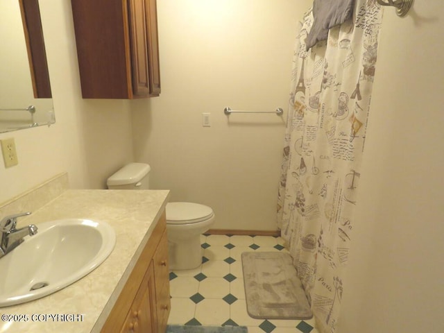 2340 E End Rd, Homer, AK 99603 - bathroom with vanity, tile patterned floors, and curtained shower