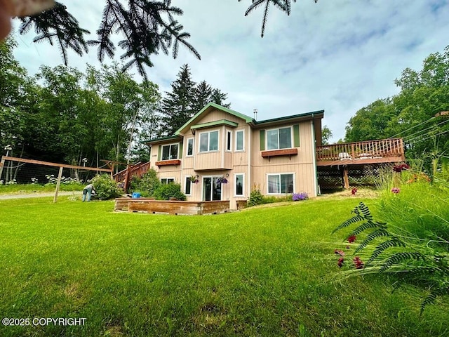 2340 E End Rd, Homer, AK 99603 - back of house featuring a lawn and a wooden deck