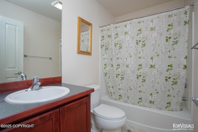 3025 Seclusion Cove Dr # 43, Anchorage, AK 99515 - bathroom featuring vanity, shower / tub combo with curtain, and toilet